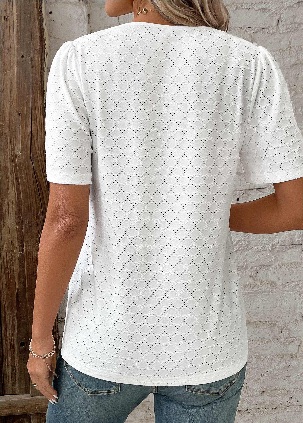 Women's Short-Sleeve Button-Front Blouse