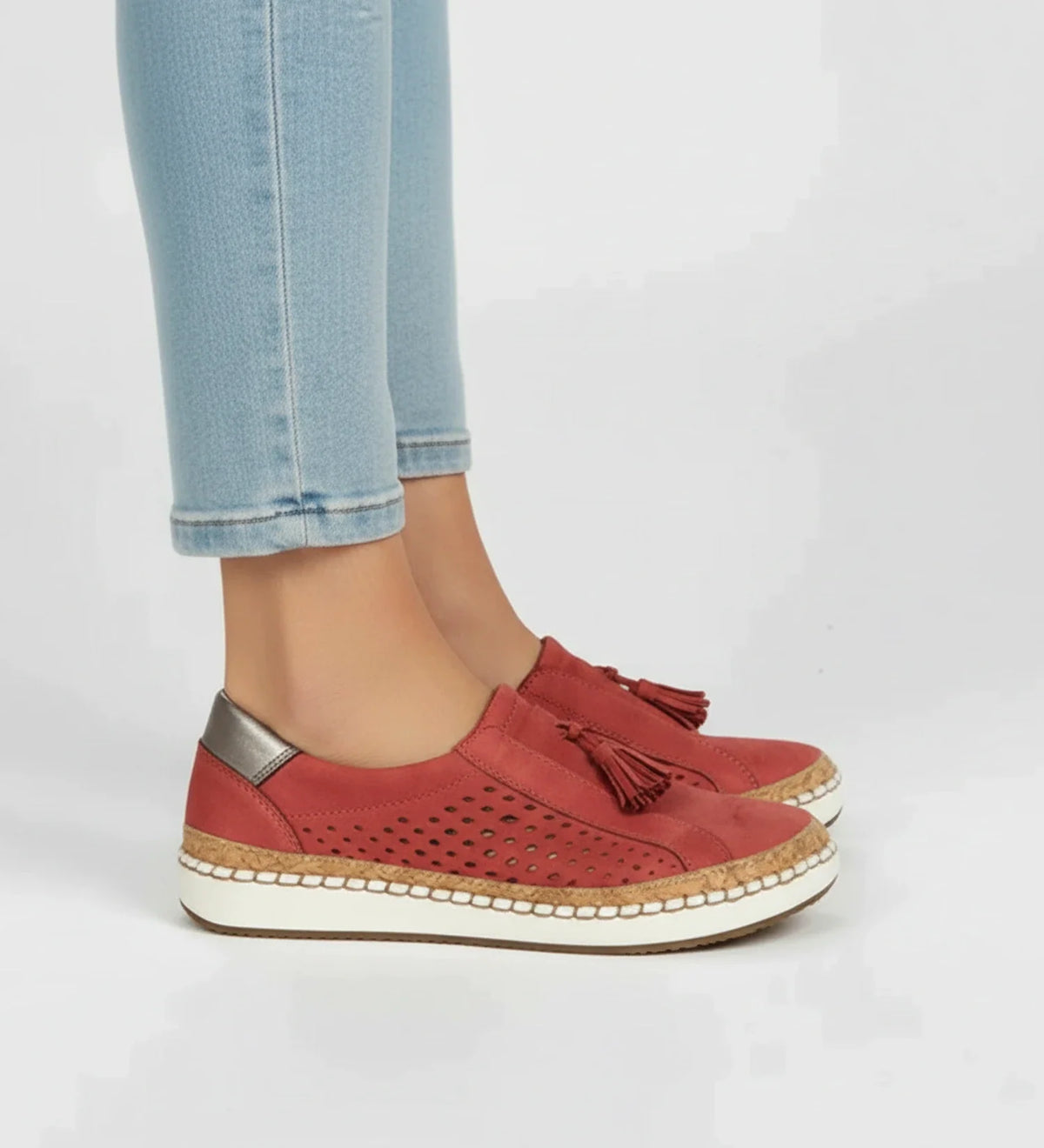 Women's Slip-On Perforated Tassel Loafer Sneakers