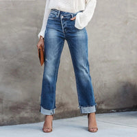 Women's Straight Leg Distressed Jeans