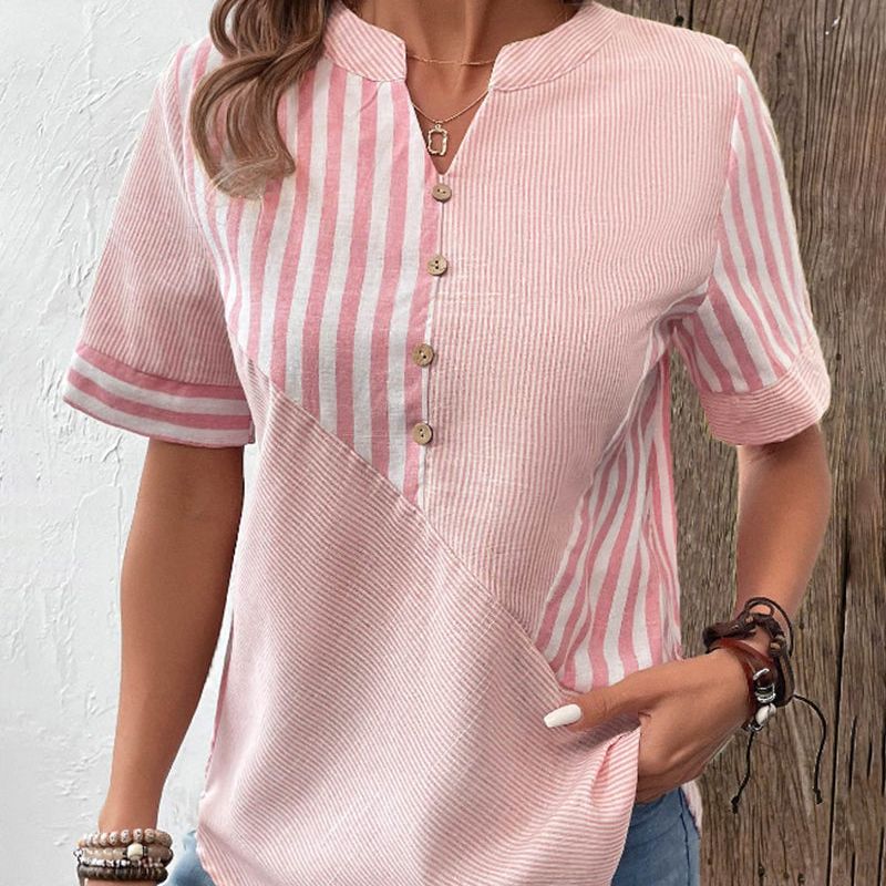 Women's Striped Button-Up Blouse