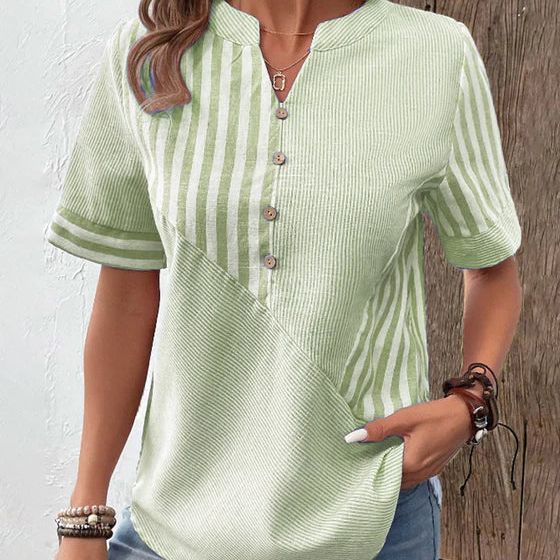 Women's Striped Button-Up Blouse