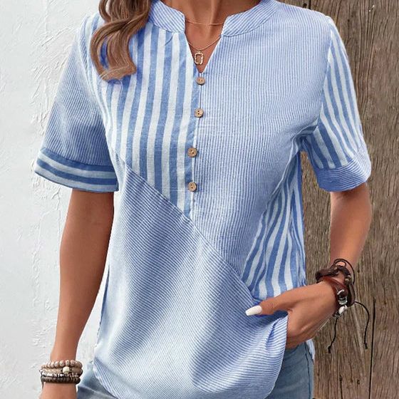 Women's Striped Button-Up Blouse