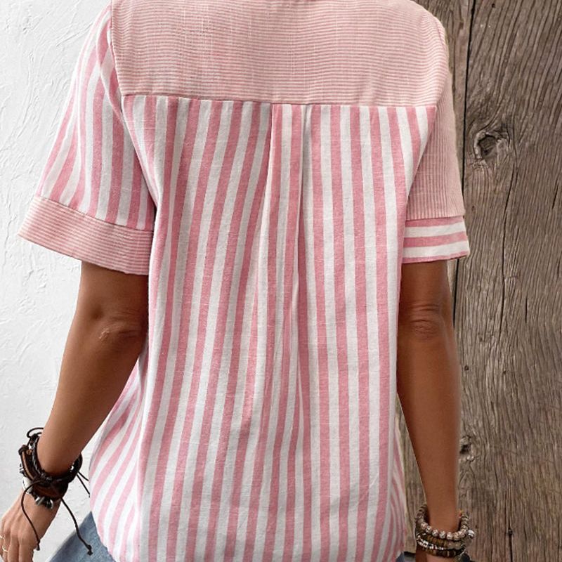 Women's Striped Button-Up Blouse