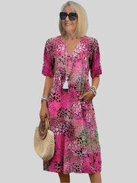 Women's V-Neck A-Line Midi Dress