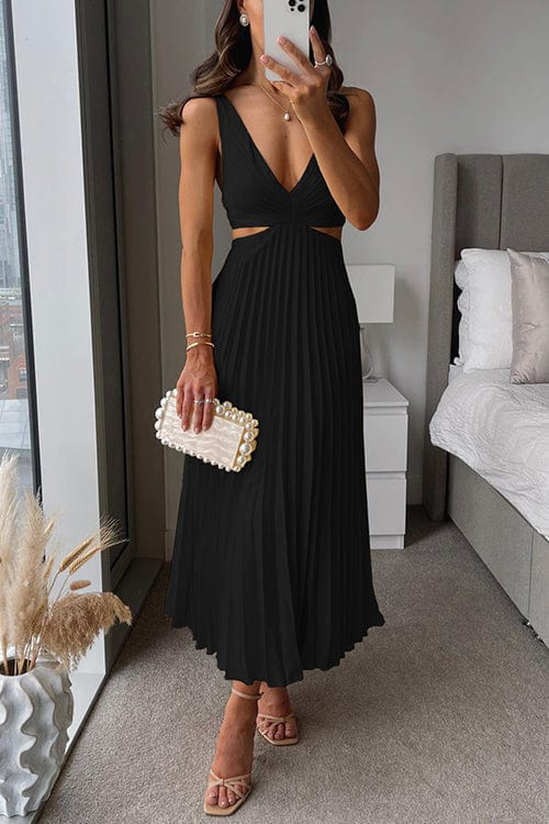 Women's V-Neck A-Line Midi Dress