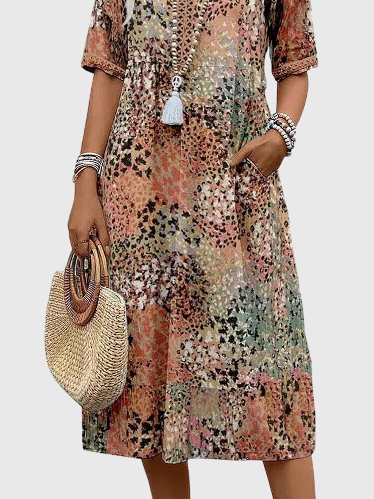Women's V-Neck A-Line Midi Dress