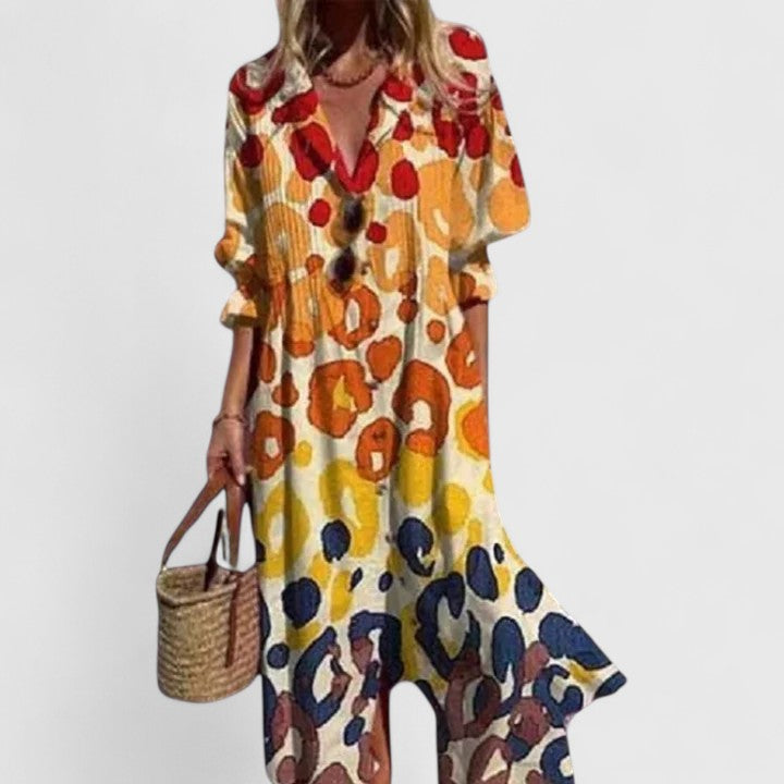 Women's V-Neck Button-Down Maxi Dress