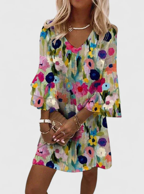 Women's V-Neck Floral Mini Dress