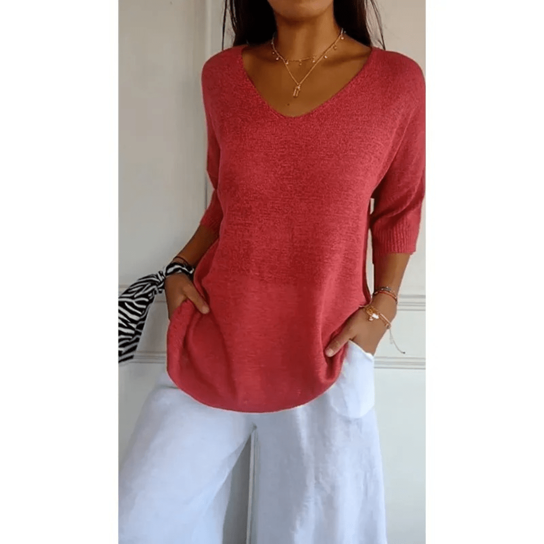Women's V-Neck Relaxed Fit Tunic Top