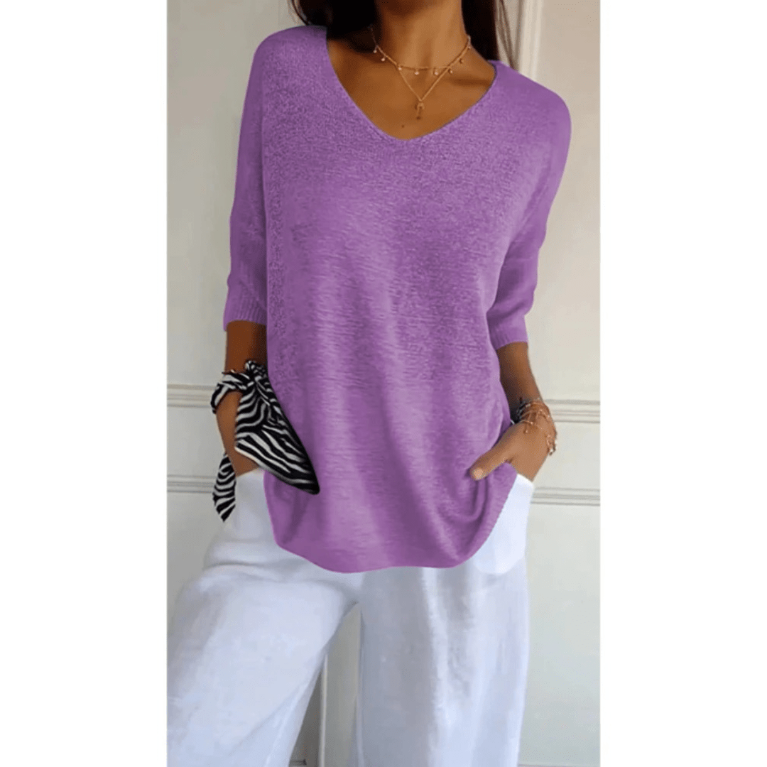 Women's V-Neck Relaxed Fit Tunic Top