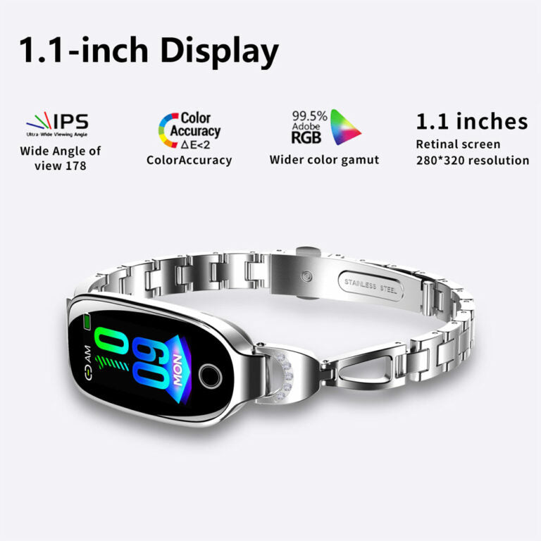 Women's Waterproof Smart Fitness Tracker Bracelet with Heart Rate and Blood Pressure Monitor