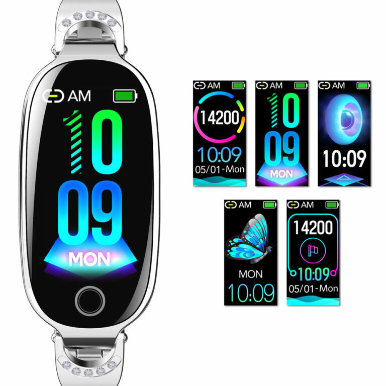 Women's Waterproof Smart Fitness Tracker Bracelet with Heart Rate and Blood Pressure Monitor