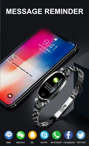 Women's Waterproof Smart Fitness Tracker Bracelet with Heart Rate and Blood Pressure Monitor