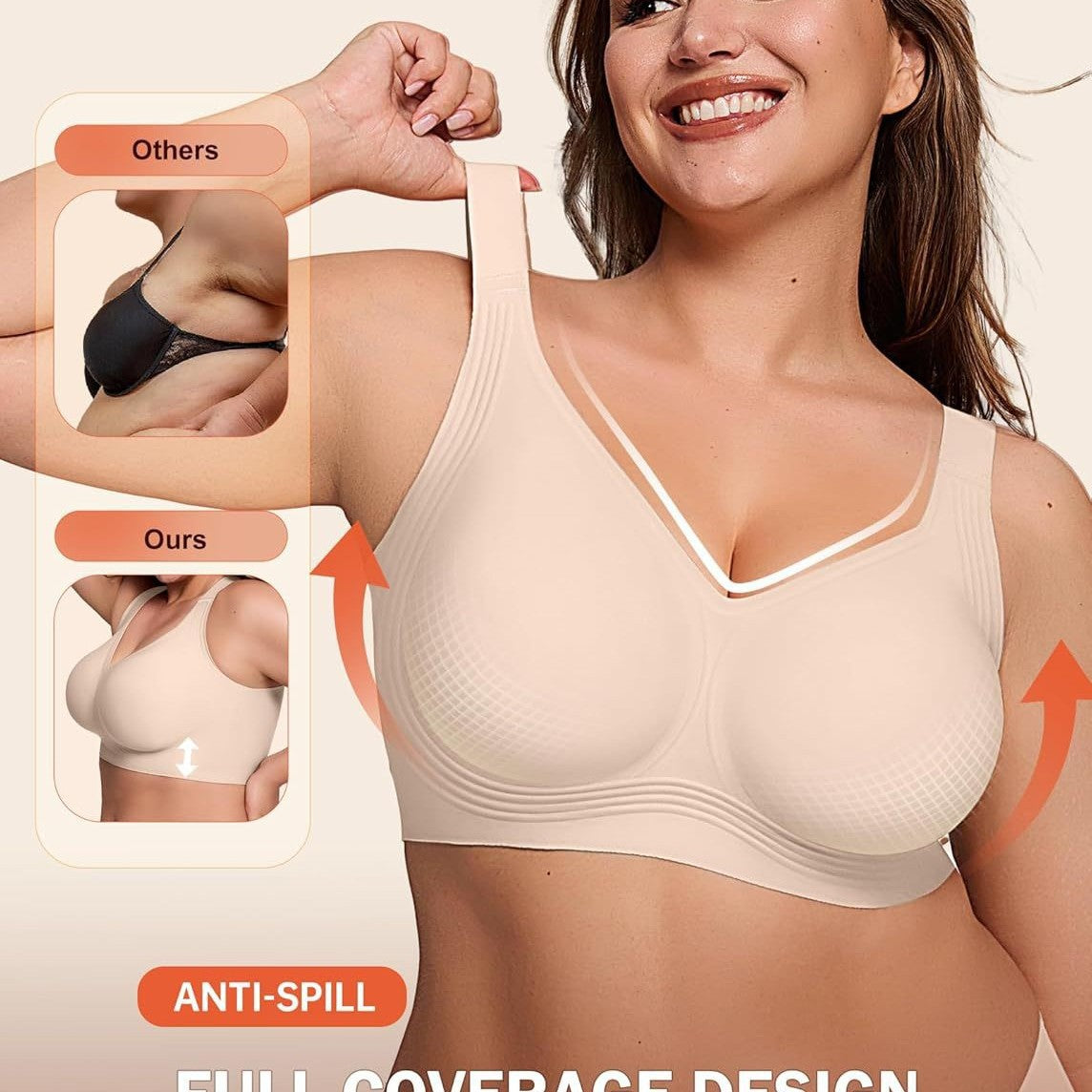 Women's Wire-Free Full-Coverage Supportive Push-Up Bra
