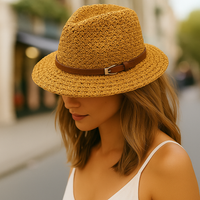 Women's Woven Fedora Sun Hat
