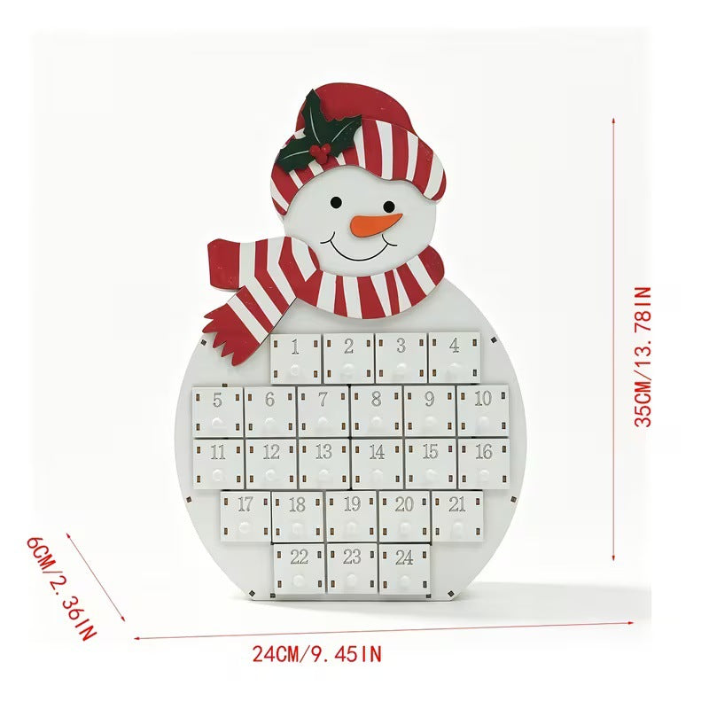 Wooden Christmas Advent Calendar with 24 Compartments