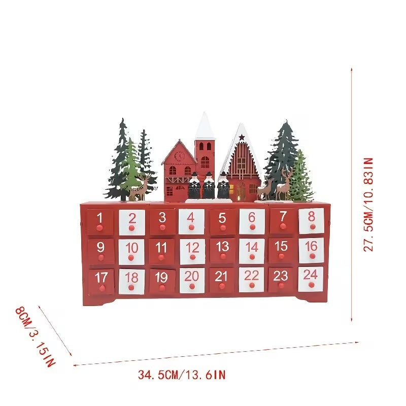 Wooden Christmas Advent Calendar with 24 Compartments