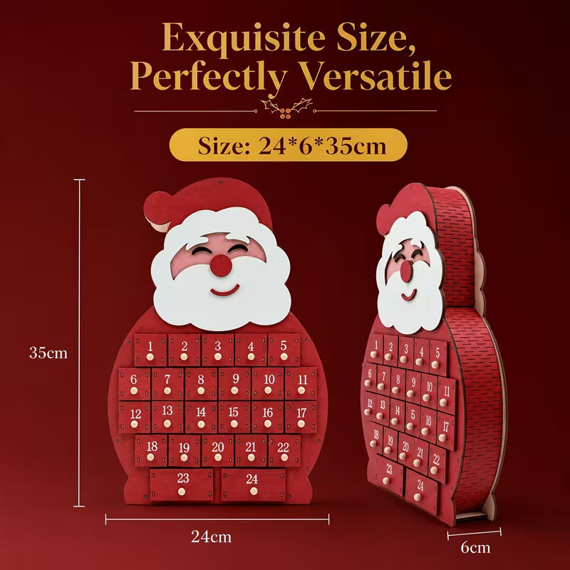 Wooden Christmas Advent Calendar with 24 Compartments