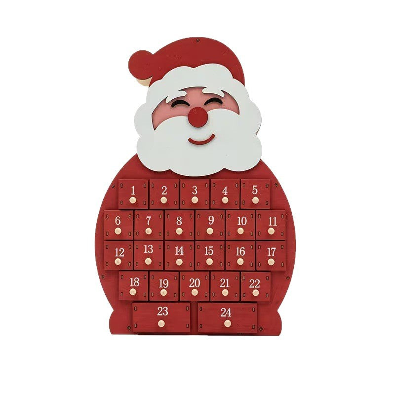 Wooden Christmas Advent Calendar with 24 Compartments