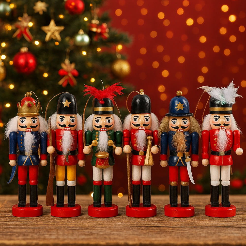 Wooden Nutcracker Figures – 12.5 cm, Set of 6