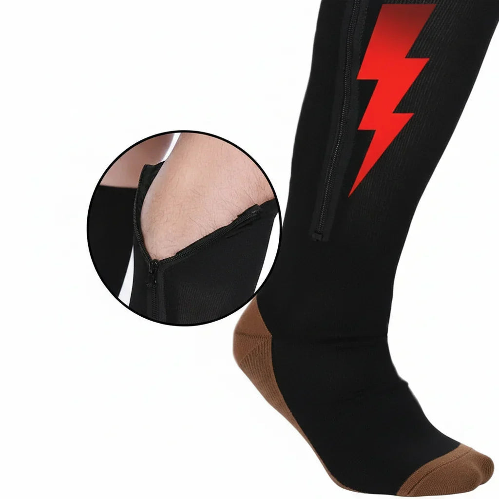 Zipper Compression Socks for Support and Relief