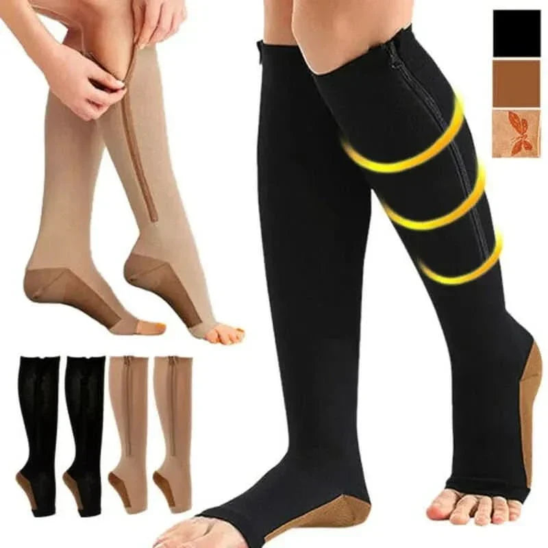 Zipper Compression Socks for Support and Relief