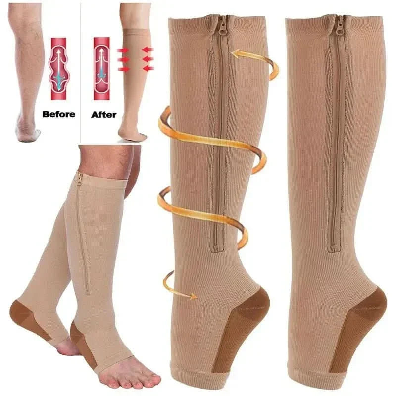 Zipper Compression Socks for Support and Relief